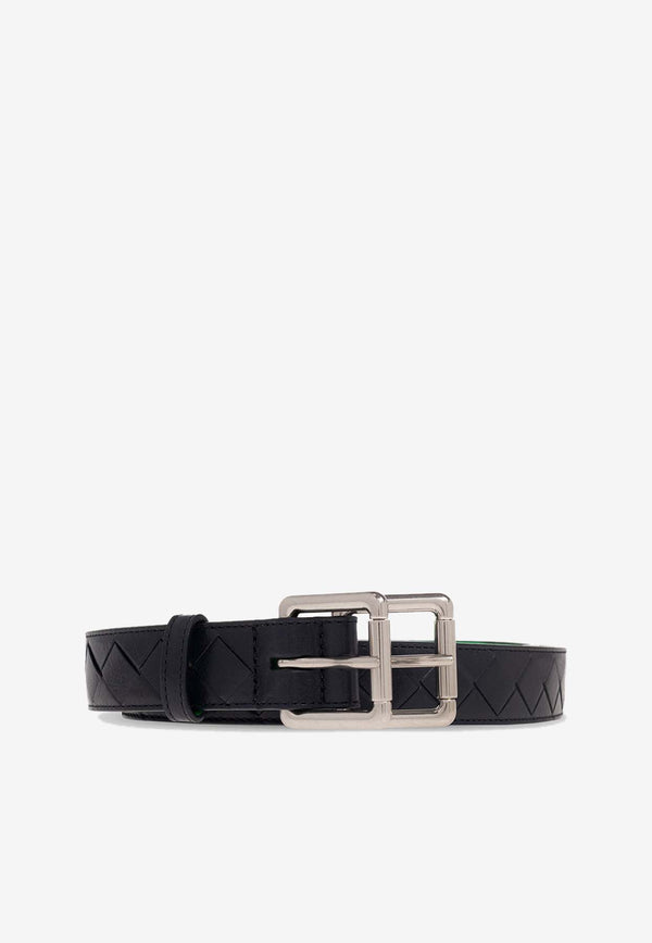 Bottega Veneta Double Buckle Intrecciato Leather Belt Space 730774 V2OT1-3724