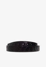 Bottega Veneta Double Buckle Intrecciato Leather Belt Black 730774 V2OT1-8803