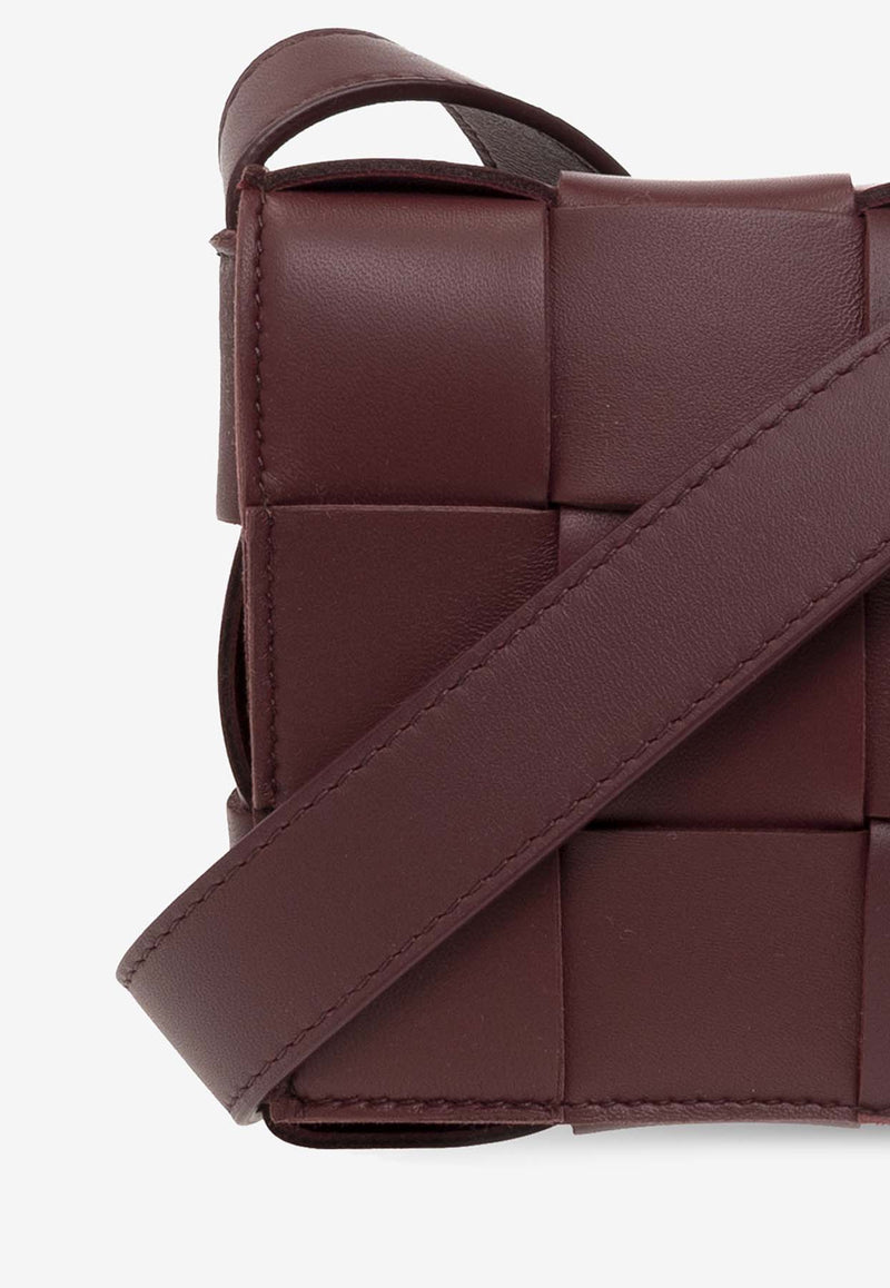 Bottega Veneta Small Cassette Intreccio Crossbody Bag Burgundy 730848 VMAY1-2247