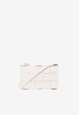 Bottega Veneta Small Cassette Intreccio Crossbody Bag White 730848 VMAY1-9009