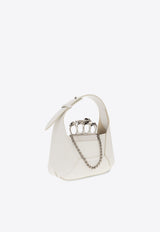 Alexander McQueen The Mini Jeweled Hobo Bag in Calf Leather White 731136 DYTAB-9210