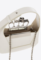 Alexander McQueen The Mini Jeweled Hobo Bag in Calf Leather White 731136 DYTAB-9210