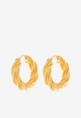 Bottega Veneta Pillar Twisted Hoop Earrings Gold 731970 VAHU0-8120