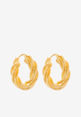 Bottega Veneta Pillar Twisted Hoop Earrings Gold 731970 VAHU0-8120