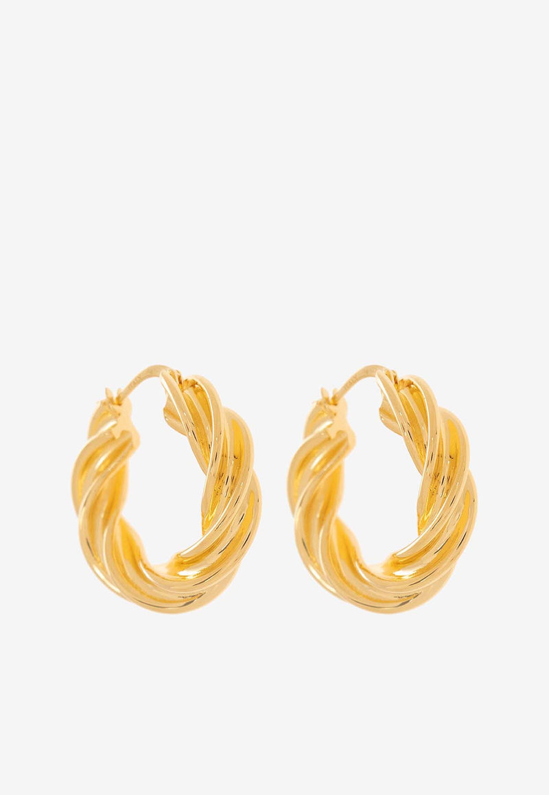 Bottega Veneta Pillar Twisted Hoop Earrings Gold 731970 VAHU0-8120