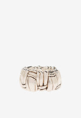 Bottega Veneta Intrecciato Weave Ring Silver 732038 V5070-8117