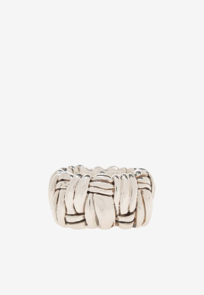 Bottega Veneta Intrecciato Weave Ring Silver 732038 V5070-8117