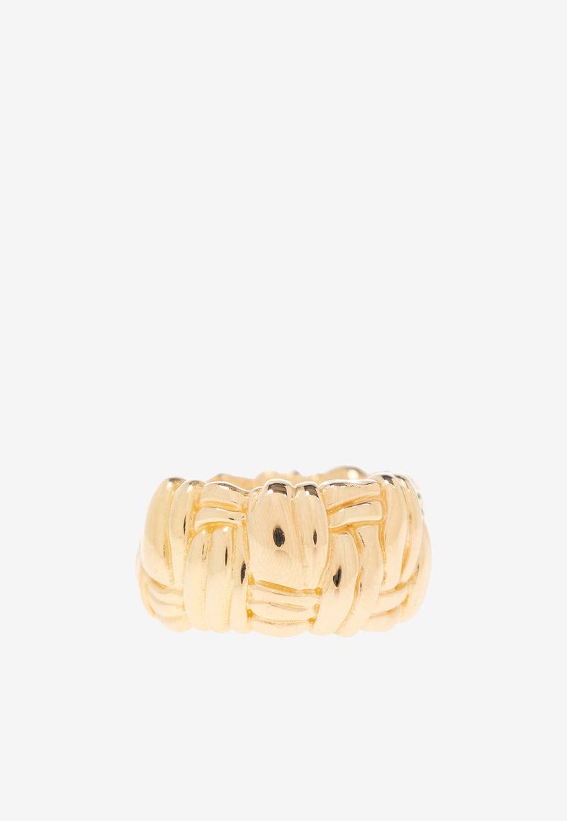 Bottega Veneta Intrecciato Weave Ring Gold 732038 VAHU0-8120