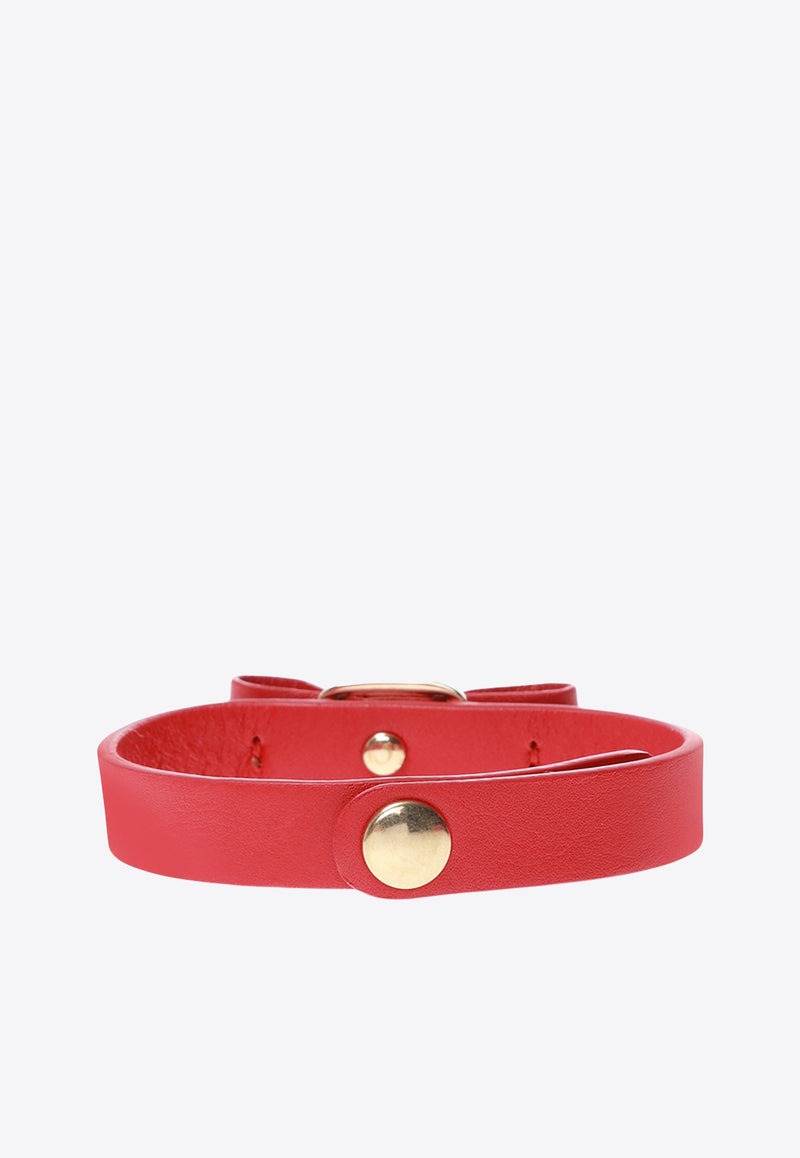 Salvatore Ferragamo Vara Bow Leather Bracelet Red 762500 BR VARA 1GIR 670550-BR PEL ROSSA ORO CHIA