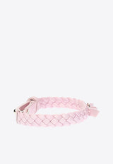 Salvatore Ferragamo Vara Bow Braided Leather Bracelet Pink 762501 BR MINIVA 1G 707380-BR PEL MACARO ORO CHI LUC