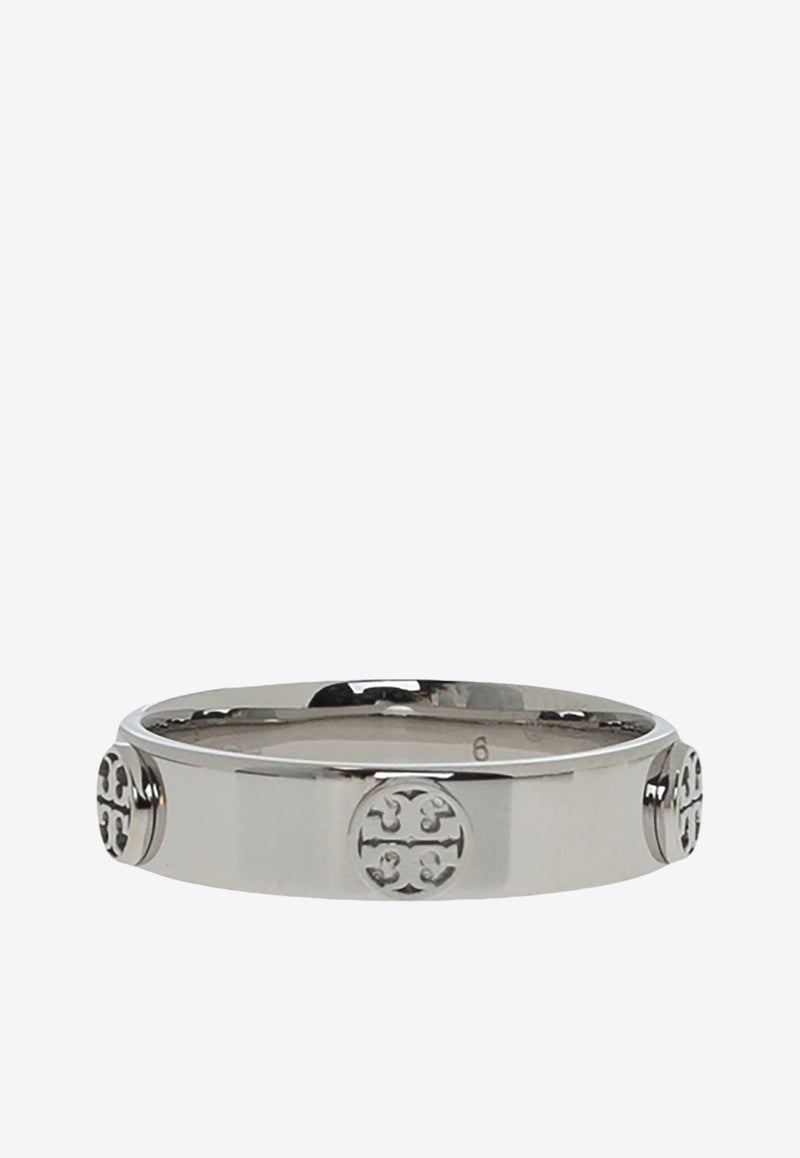 Tory Burch Miller Embossed Logo Ring Silver 76882 0-022