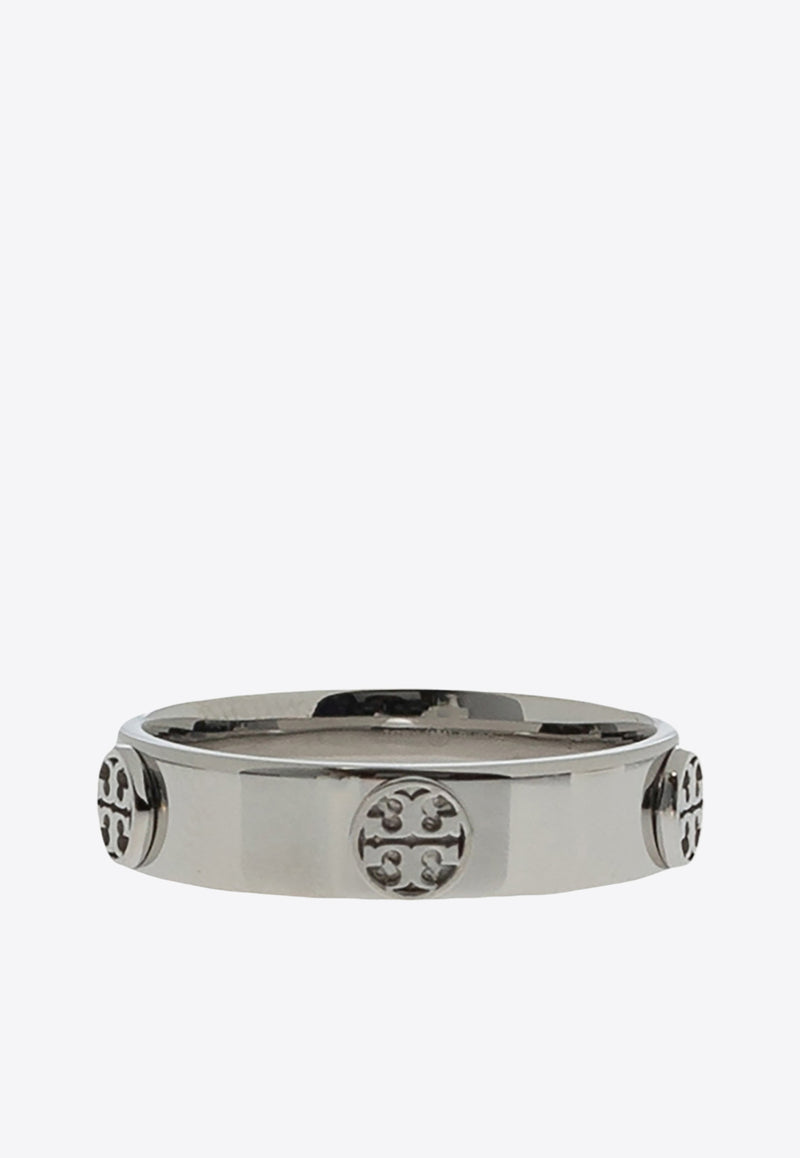 Tory Burch Miller Embossed Logo Ring Silver 76882 0-022