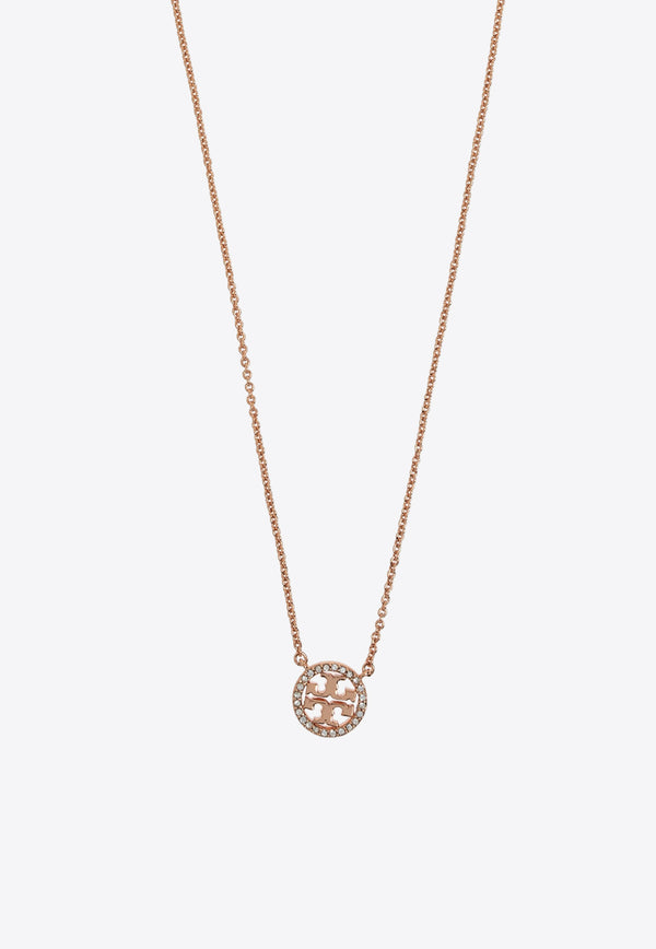 Tory Burch Miller Paved Logo Delicate Necklace Rose Gold 53420 0-696