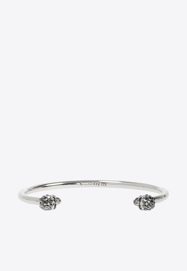 Alexander McQueen Twin Skull Cuff Bracelet Silver 550499 J160Y-1177