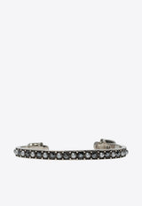 Alexander McQueen Twin Skull Crystal Cuff Bracelet Silver 553653 J160Y-1328