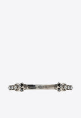 Alexander McQueen Twin Skull Crystal Cuff Bracelet Silver 553653 J160Y-1328