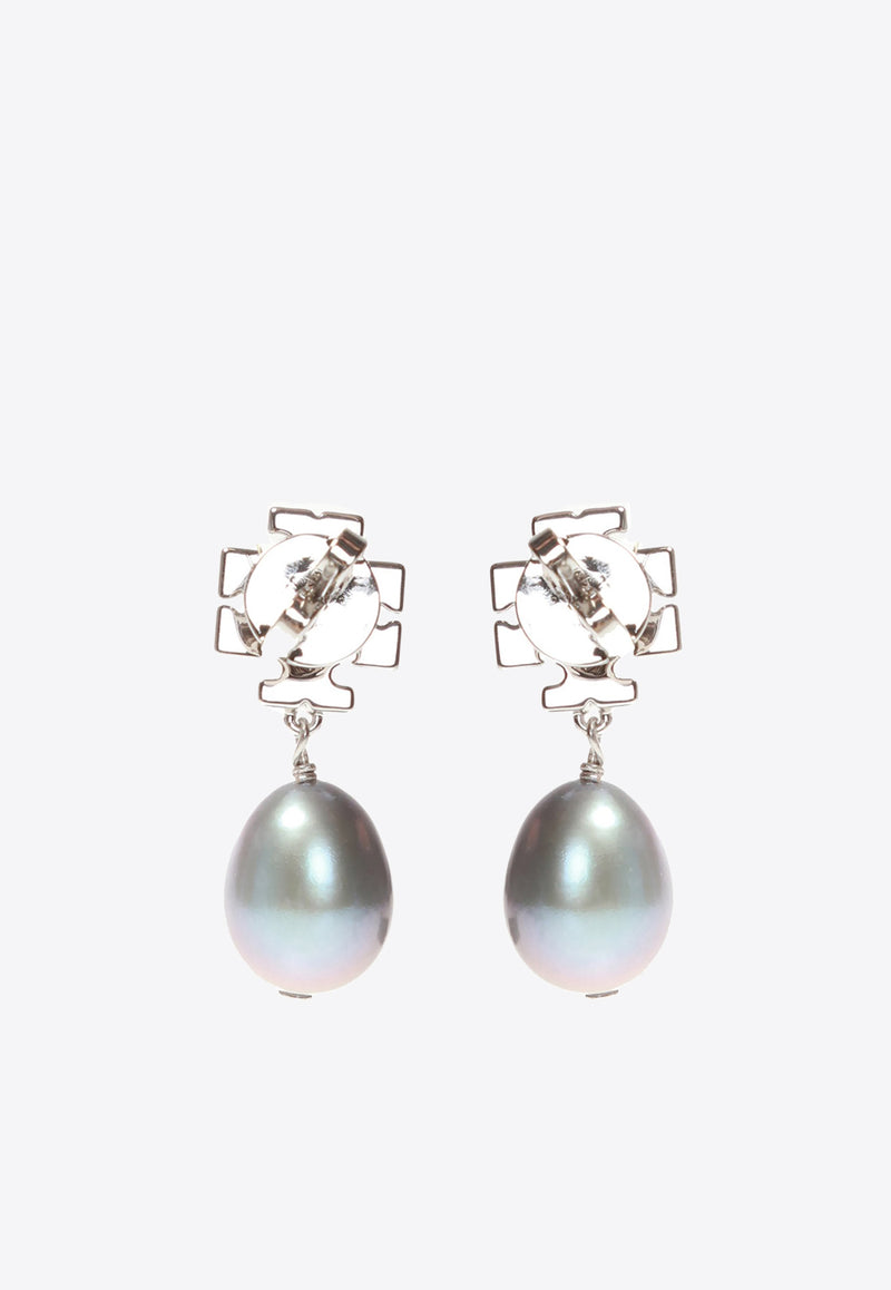 Tory Burch Kira Crystal Paved Pearl Drop Earrings Silver 60525 0-056