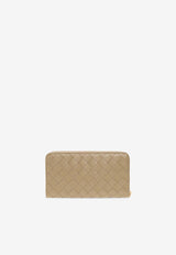 Bottega Veneta Intrecciato Leather Zip-Around Wallet Taupe 608053 VCPP2-1520