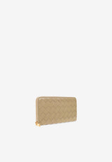 Bottega Veneta Intrecciato Leather Zip-Around Wallet Taupe 608053 VCPP2-1520