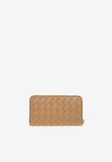 Bottega Veneta Intrecciato Leather Zip-Around Wallet Caramel 608053 VCPP2-9830