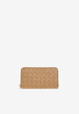 Bottega Veneta Intrecciato Leather Zip-Around Wallet Caramel 608053 VCPP2-9830