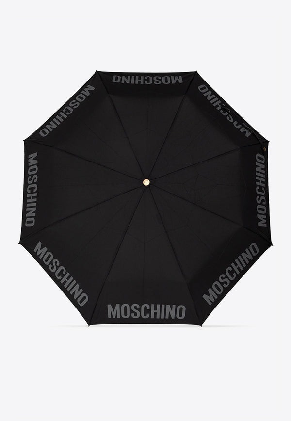 Moschino Logo Print Folding Umbrella Black 8064 OPENCLOSEA-BLACK