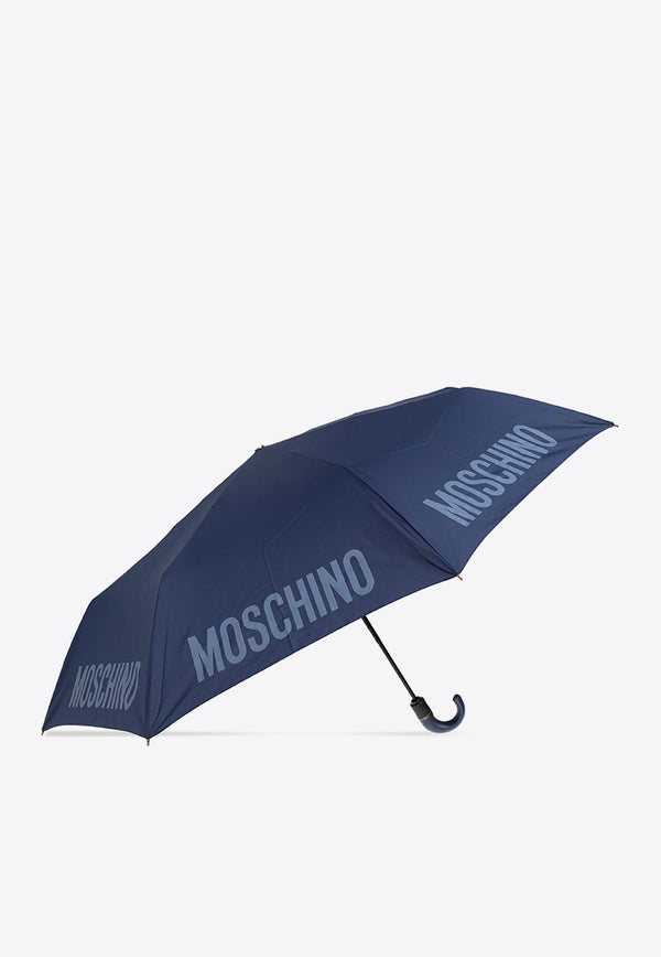 Moschino Logo Print Folding Umbrella Navy 8064 TOPLESSF-BLUE