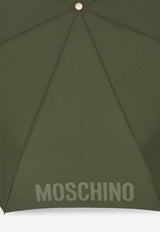 Moschino Logo Print Folding Umbrella Green 8064 TOPLESSM-MILITARY