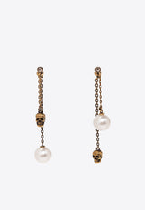 Alexander McQueen Skull and Pearl Drop Earrings Gold 651156 J160Z-4040