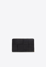 Bottega Veneta Cassette Zip-Around Wallet in Intrecciato Leather Black 651368 VCP14-8425