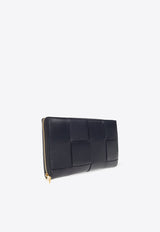 Bottega Veneta Cassette Zip-Around Wallet in Intrecciato Leather Space 651368 VCQC1-8837