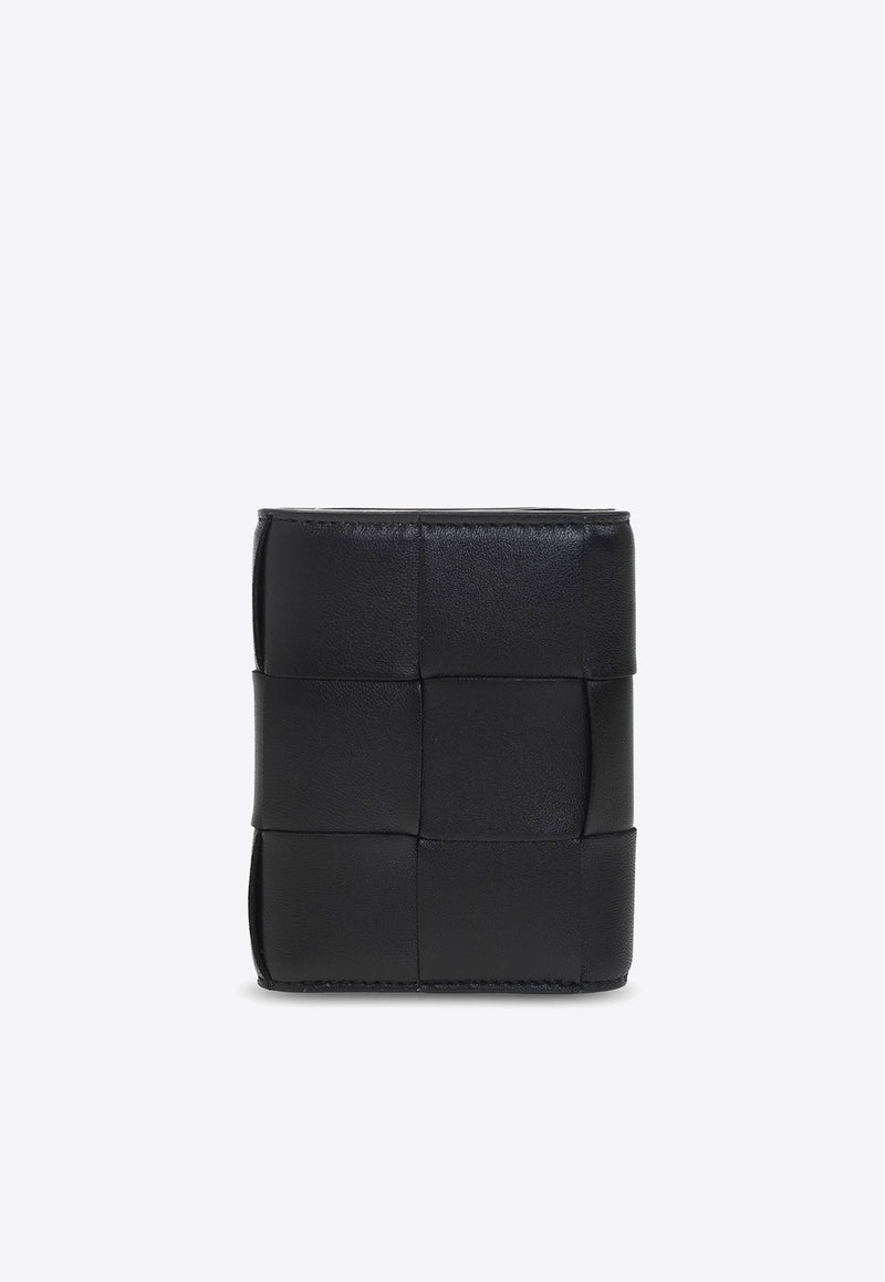 Bottega Veneta Cassette Intrecciato Leather Tri-Fold Wallet Black 651372 VCQC1-8425