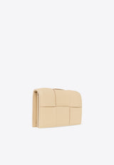 Bottega Veneta Cassette Cardholder in Intrecciato Grained Leather Porridge 651396 VCP13-9776