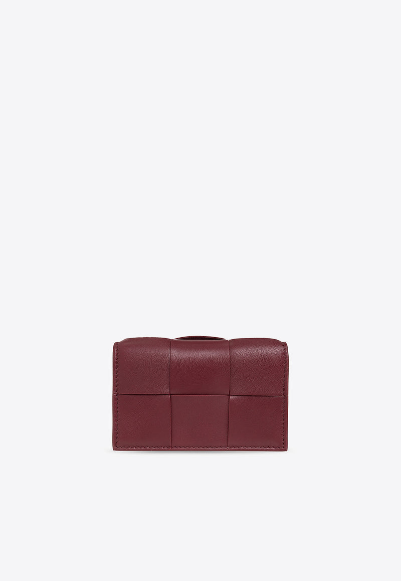 Bottega Veneta Cassette Cardholder in Intrecciato Grained Leather Bordeaux 651396 VCQC4-6208