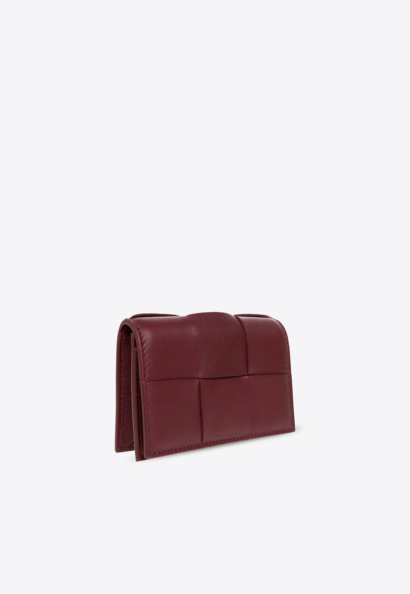 Bottega Veneta Cassette Cardholder in Intrecciato Grained Leather Bordeaux 651396 VCQC4-6208