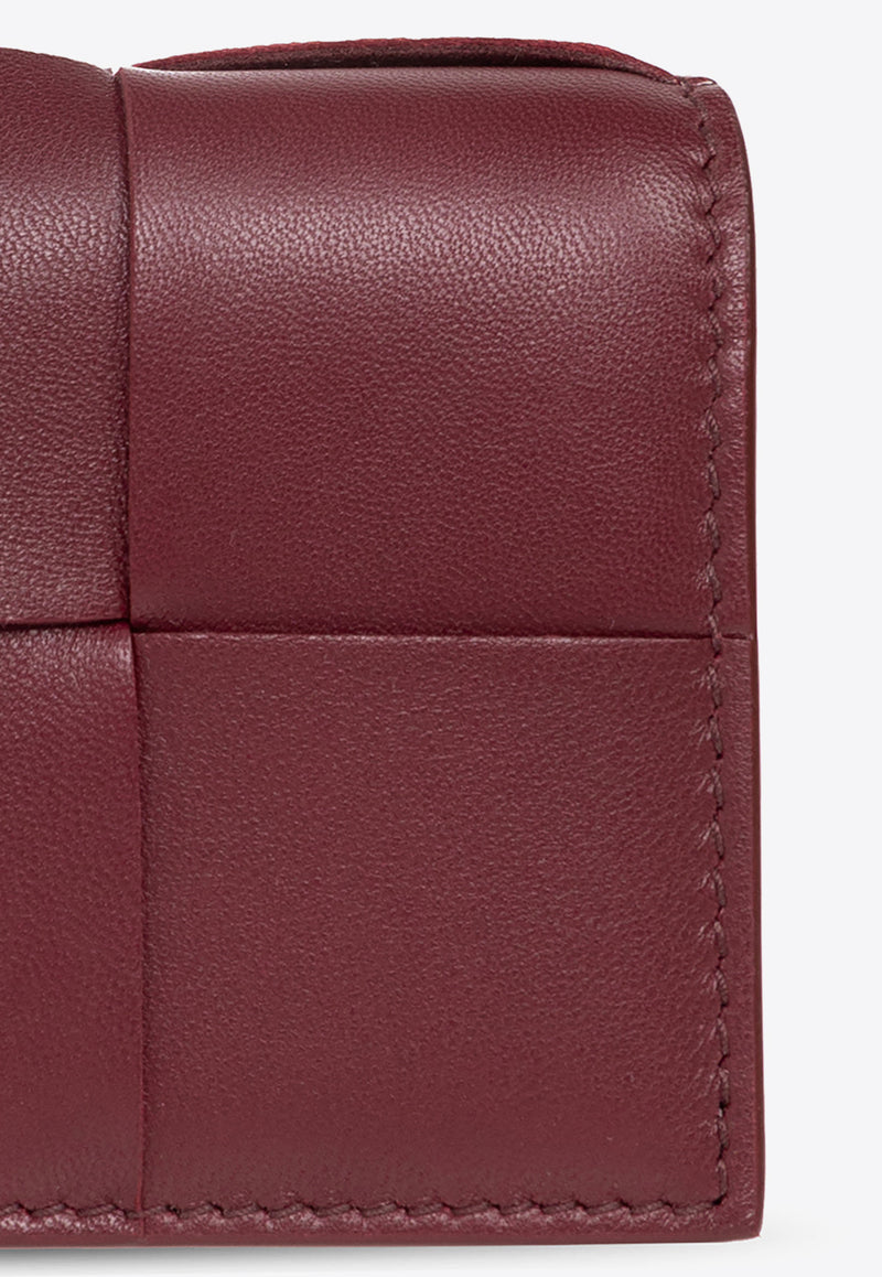 Bottega Veneta Cassette Cardholder in Intrecciato Grained Leather Bordeaux 651396 VCQC4-6208