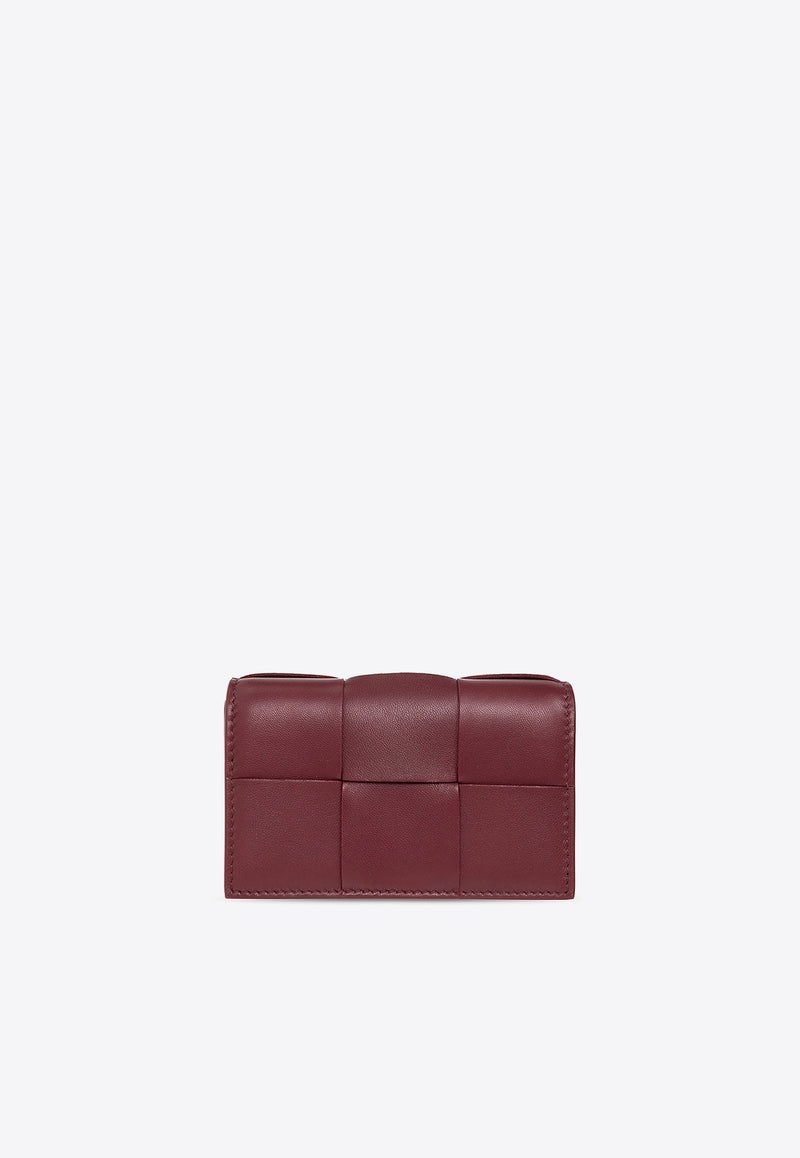 Bottega Veneta Cassette Cardholder in Intrecciato Grained Leather Bordeaux 651396 VCQC4-6208