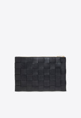 Bottega Veneta Large Cassette Intreccio Flat Pouch Black