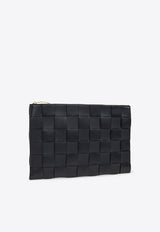 Bottega Veneta Large Cassette Intreccio Flat Pouch Black