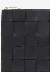 Bottega Veneta Large Cassette Intreccio Flat Pouch Black