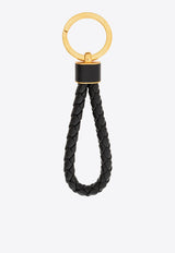 Bottega Veneta Intreccio Leather Key Ring Black