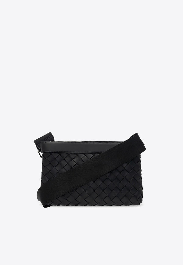 Bottega Veneta Classic Duo Intrecciato Messenger Bag Black