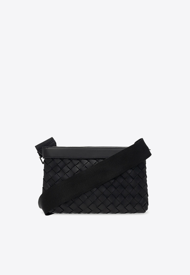 Bottega Veneta Classic Duo Intrecciato Messenger Bag Black