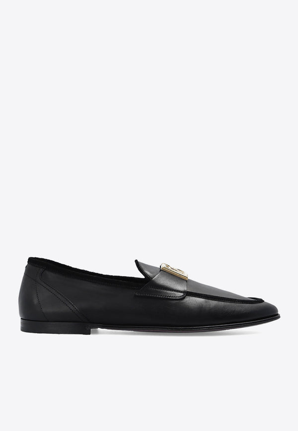 Dolce 
Gabbana Logo-Plaque Leather Loafers A50462 AQ993-80999