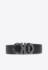 Salvatore Ferragamo Reversible Gancini Two-Tone Leather Belt Black 670084 DOUBLE ADJUS 750184-NERO