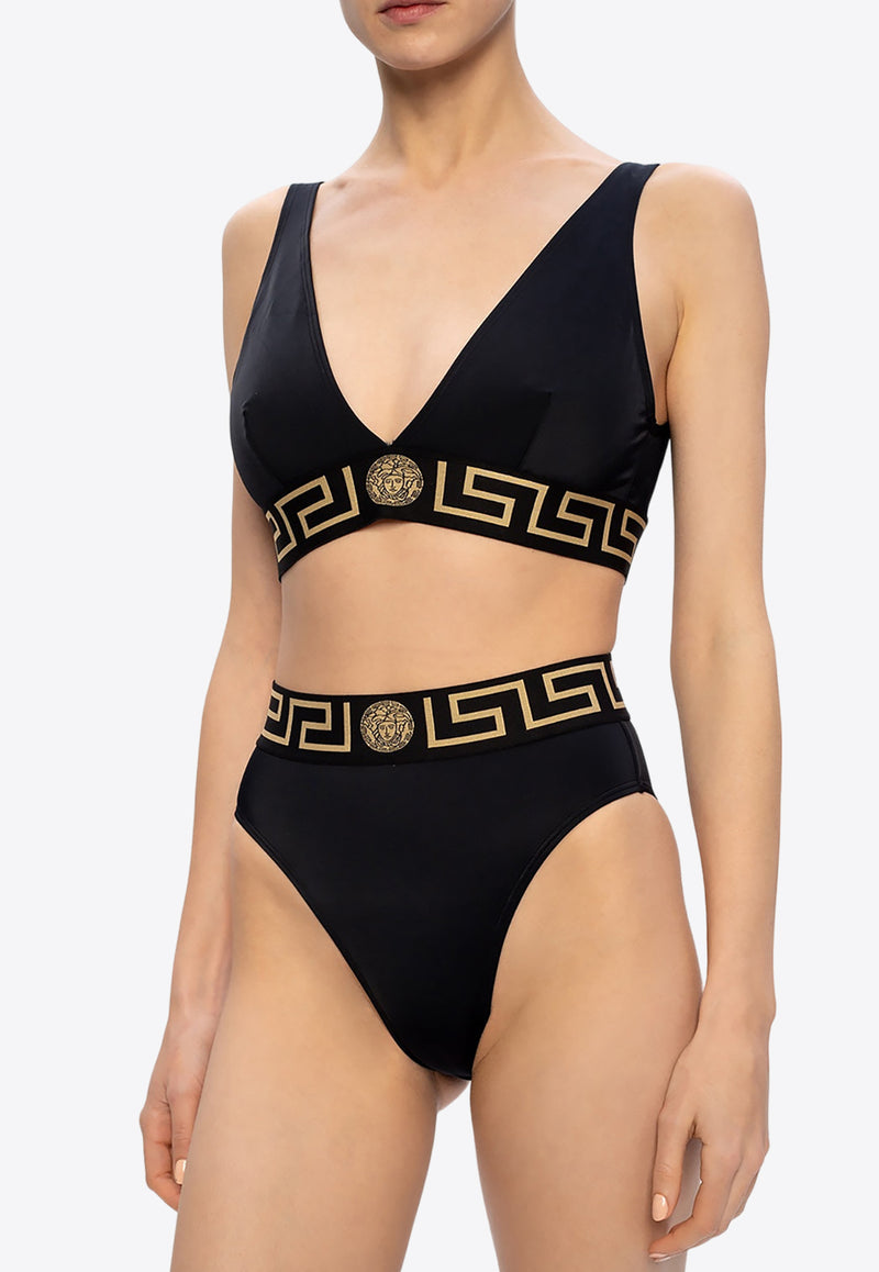 Versace Greca Patterned Bikini Bottom Black ABD01095 A232185-A1008