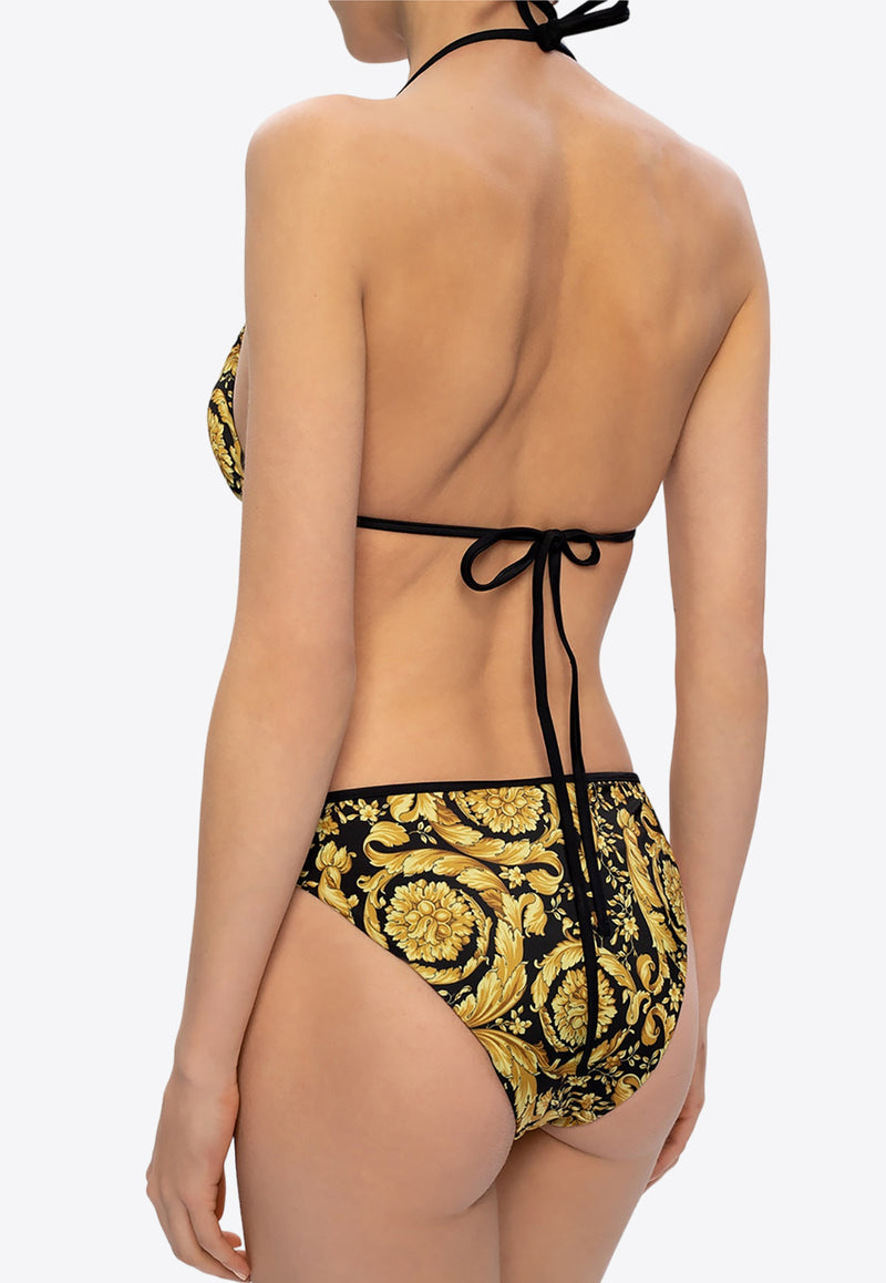 Versace Barocco Print Halterneck Bikini Top Yellow ABD05026 A235870-A7900