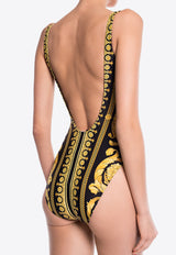 Versace Barocco Print One-Piece Swimsuit Yellow ABD08000 A232992-A7900