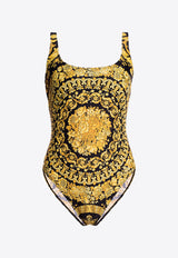 Versace Barocco Print One-Piece Swimsuit Yellow ABD08000 A232992-A7900