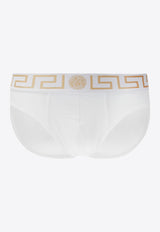 Versace Greca Border Briefs AU10027 A232741-A81H White